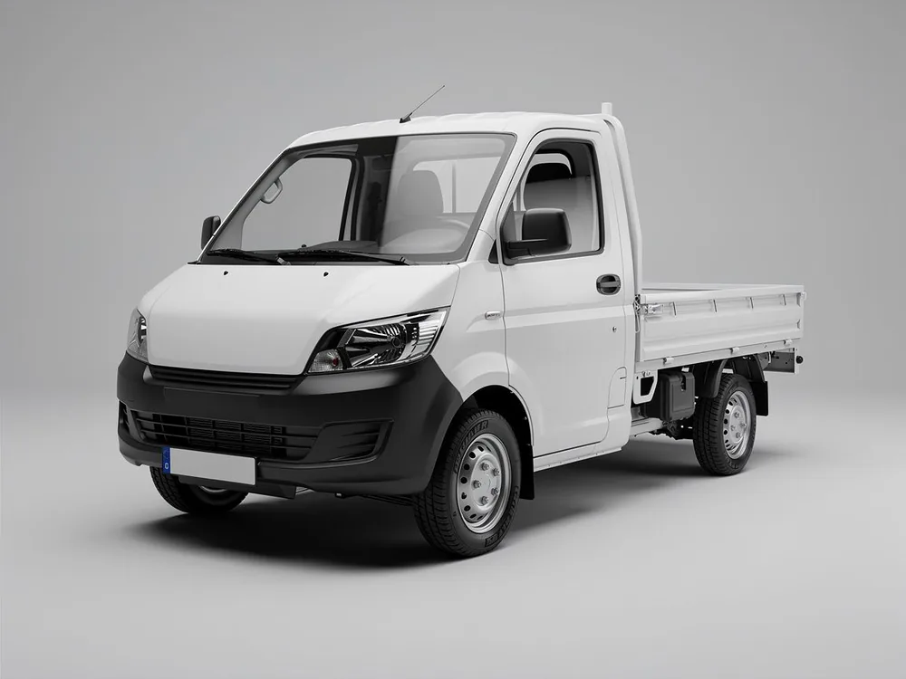 Leichter Lkw mit Pritsche in der Werkstattansicht