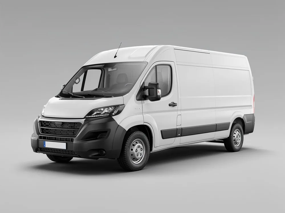 Großer geschlossener Kastenwagen (Transporter) in der Werkstattansicht